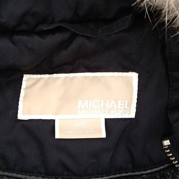Michael Kors Women's Black Coyote Fur Parka Toggle Closure Jacket Coat Size M - Picture 4 of 6
